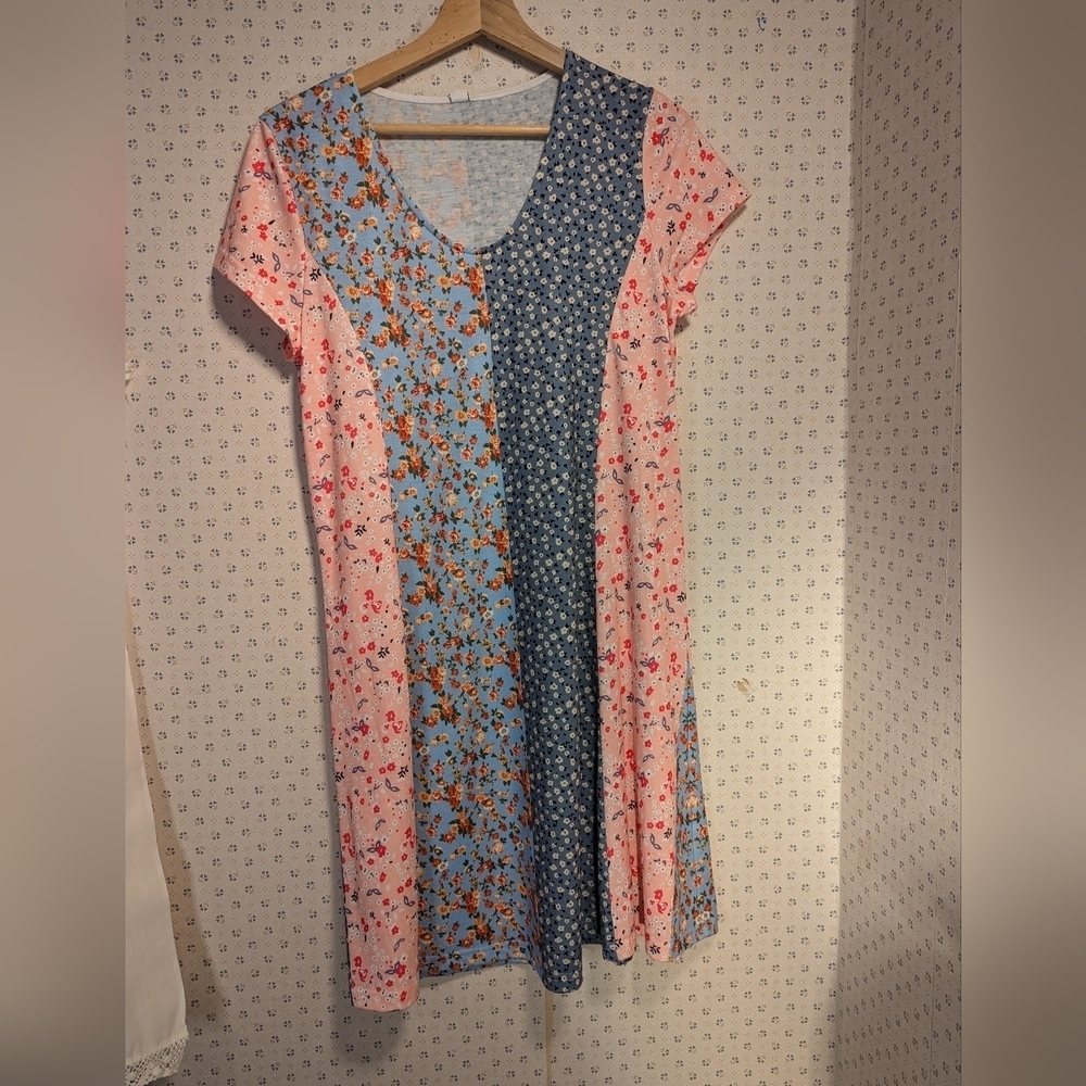 NWT Foral Prairie Core S Dress Recycled Fabric beach Patchwork Summer Love